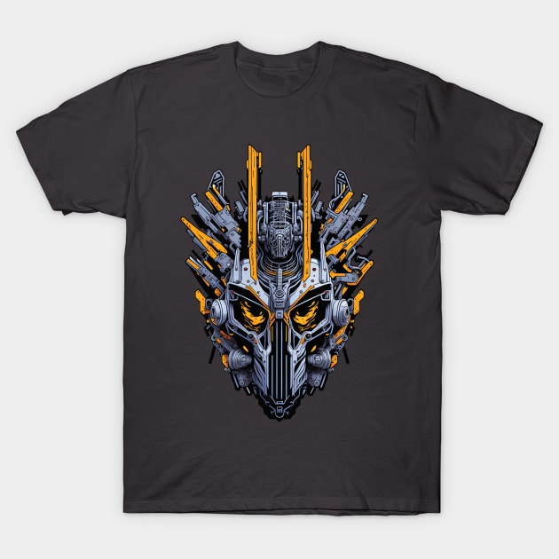 Mecha Skull S01 D83 T-Shirt by Houerd